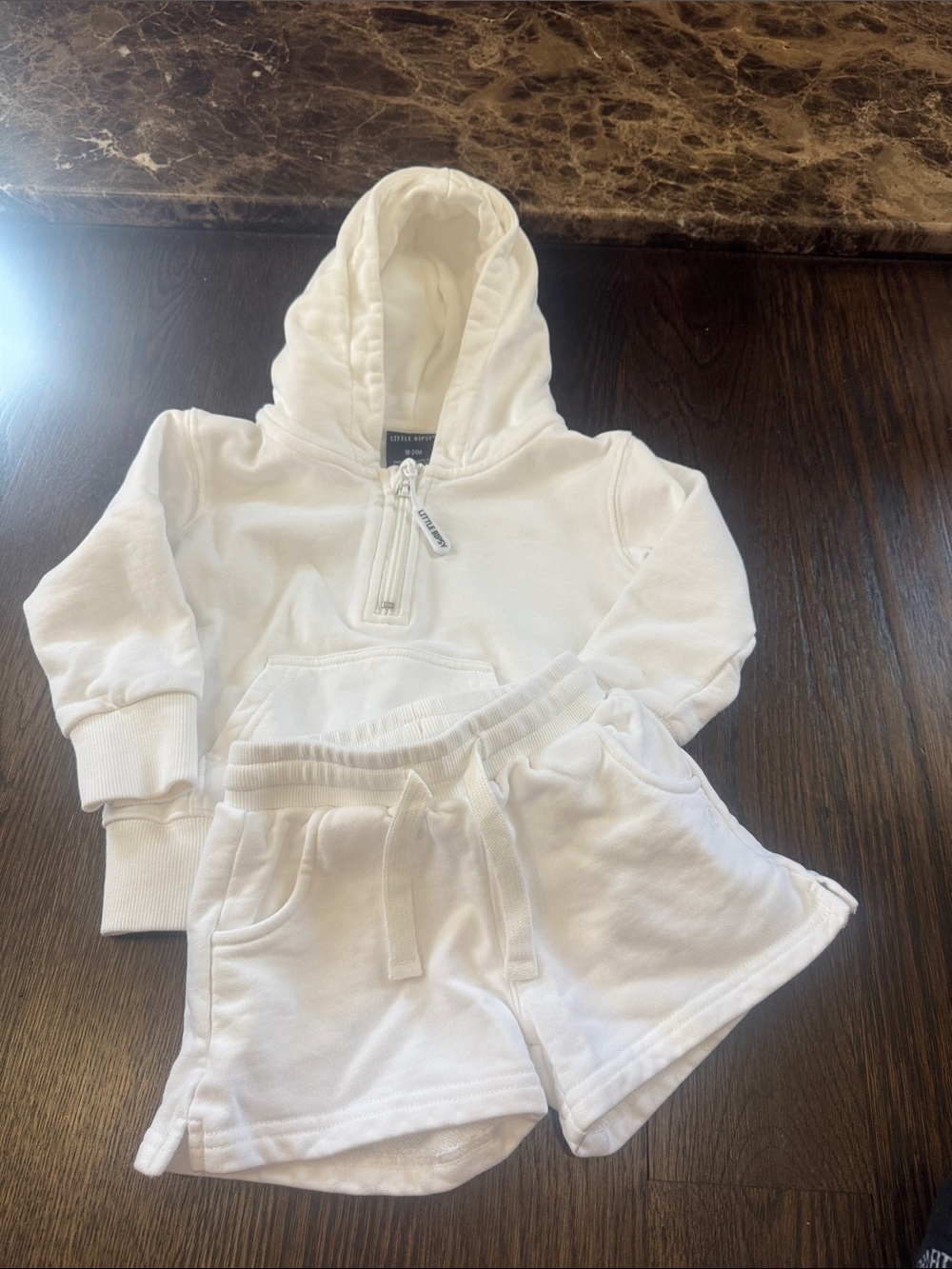 Little Bipsy Classic White Hoodie & Shorts Set